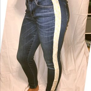 Custom yellow polka dot lined skinny jeans